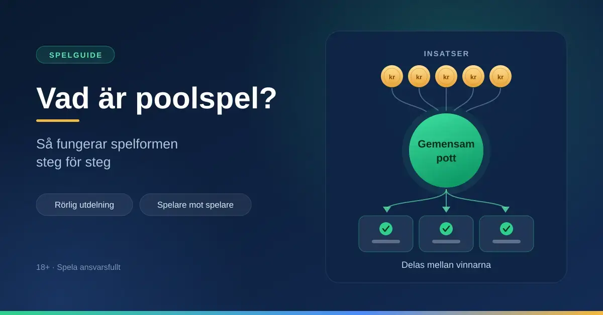 Illustrerad guide som visar hur spelarnas insatser samlas i en gemensam pott som sedan delas mellan vinnarna i poolspel.